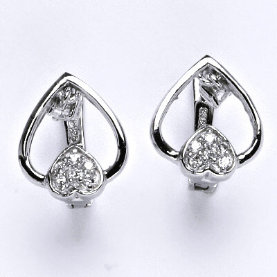 Stříbrné náušnice, syntetický zirkon, náušnice ze stříbra, srdce, srdíčko, zapínání na patent, váha 4,20 g