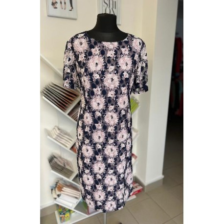 Dámské krajkové pouzdrové šaty Melissa, Velikost 48, Barva Modrá, Vzor Květinový BEST JK140