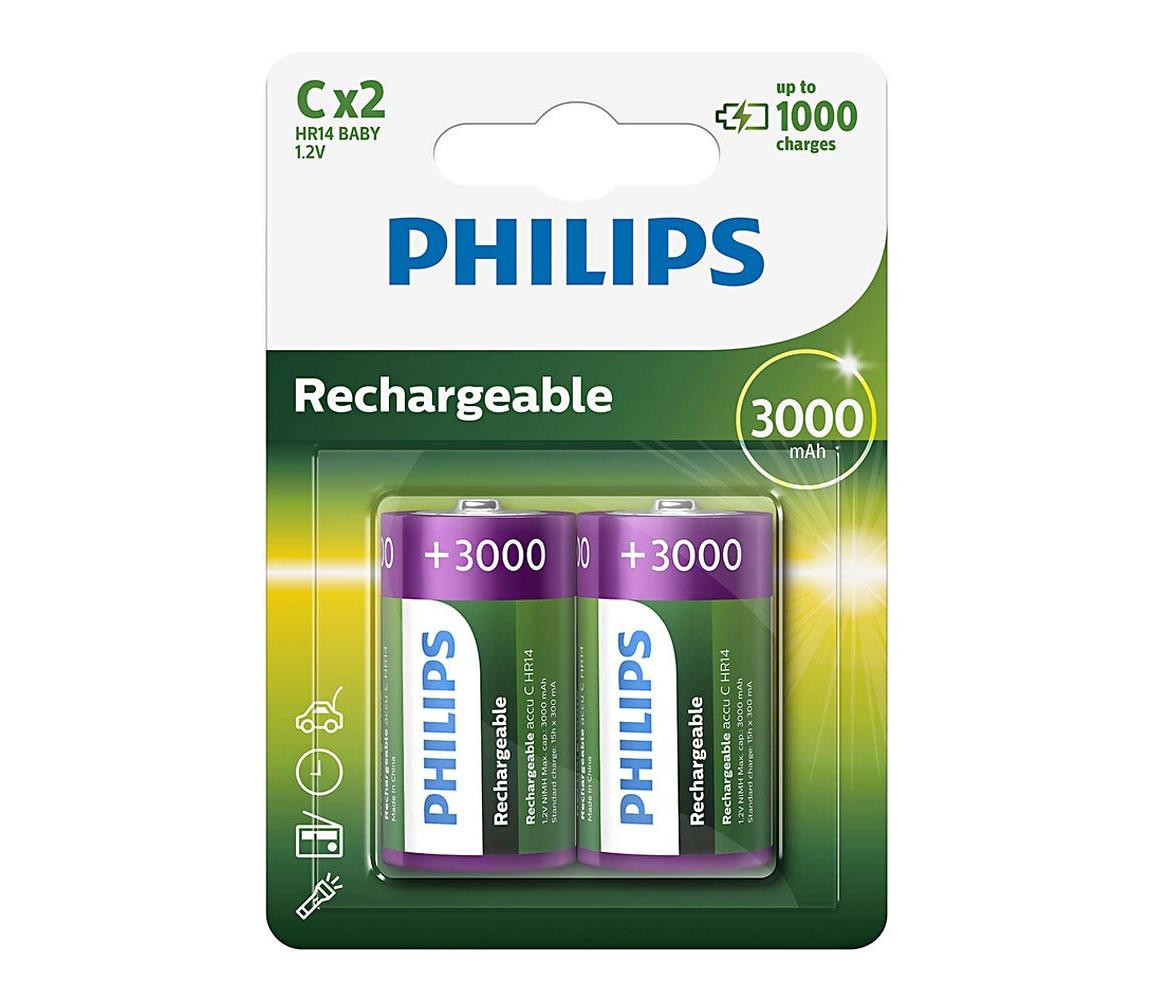 Philips Philips R14B2A300/10 - 2 ks Nabíjecí baterie C MULTILIFE NiMH/1,2V/3000 mAh