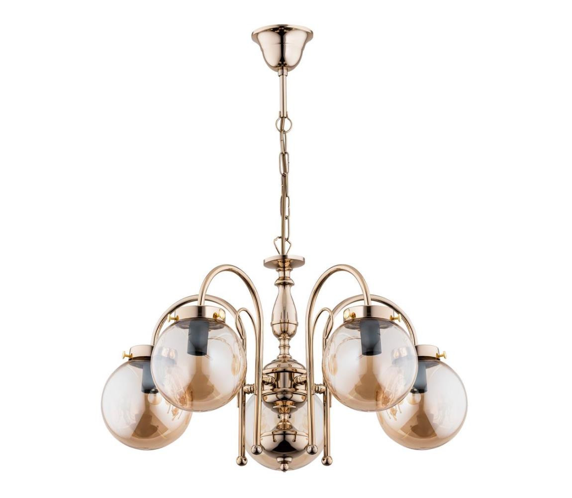 Lustr na řetězu HERO 5xE14/40W/230V zlatá