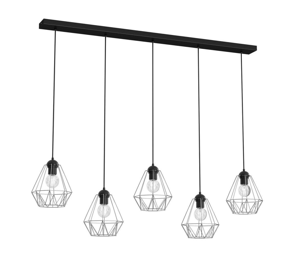 Lustr na lanku BERGEN 5xE27/60W/230V černá/lesklý chrom