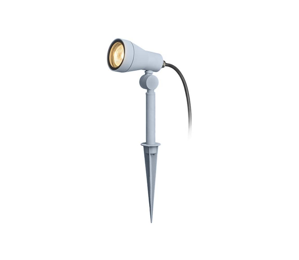 DIREZZA RED Bodové svítidlo venkovní, těleso hliník, barva šedostříbrná, 1x35W, GU10, 230V, IP65, hlavice d=65mm, l=105mm, h= 380mm, s bodcem do záhonu R10427  Red , svítidla, osvětl
