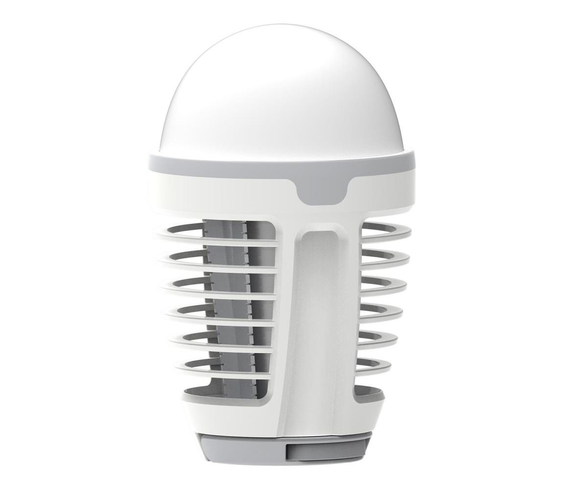 LED Přenosná nabíjecí lampa s lapačem hmyzu LED/5W/1800 mAh IPX4 bílá/šedá