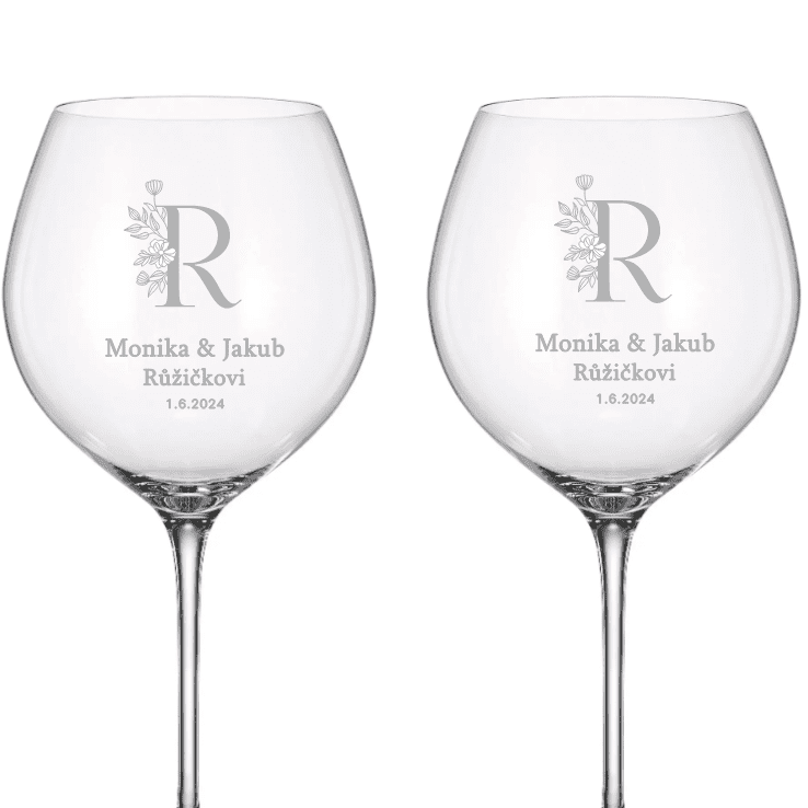 Dekorant svatby Svatební sklenice na červené víno NOVOMANŽELÉ 750 ml 2KS