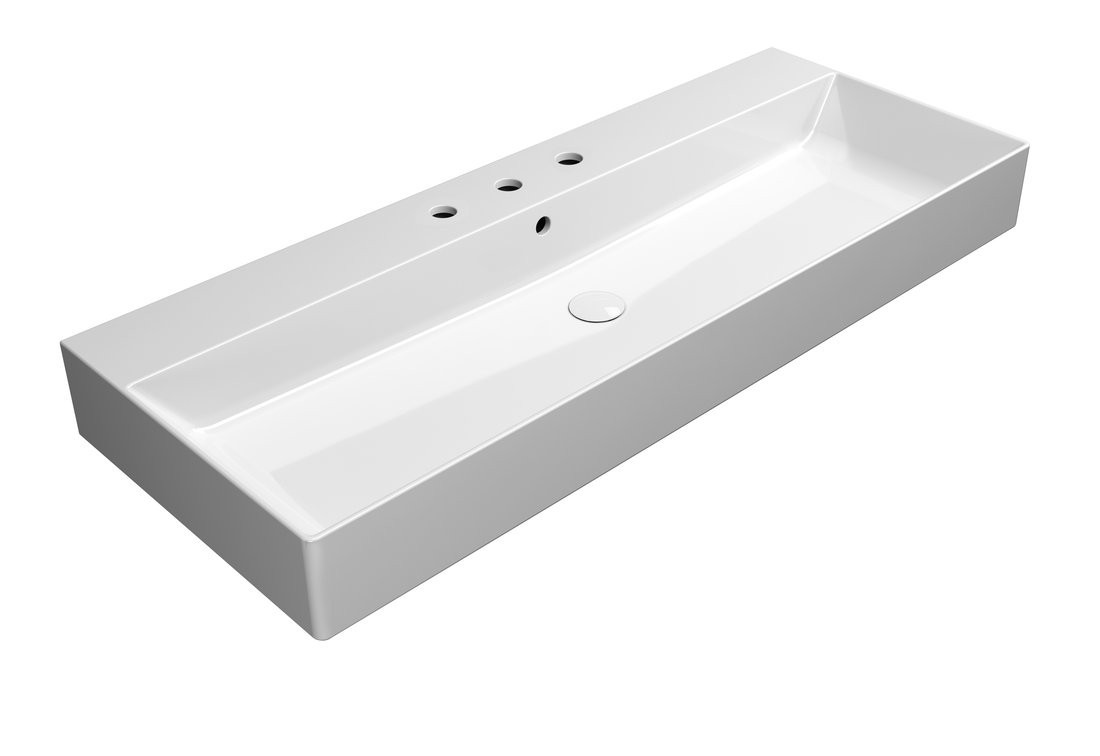 GSI KUBE X keramické umyvadlo 120x47cm, 3 otvory, bílá Extra Glaze