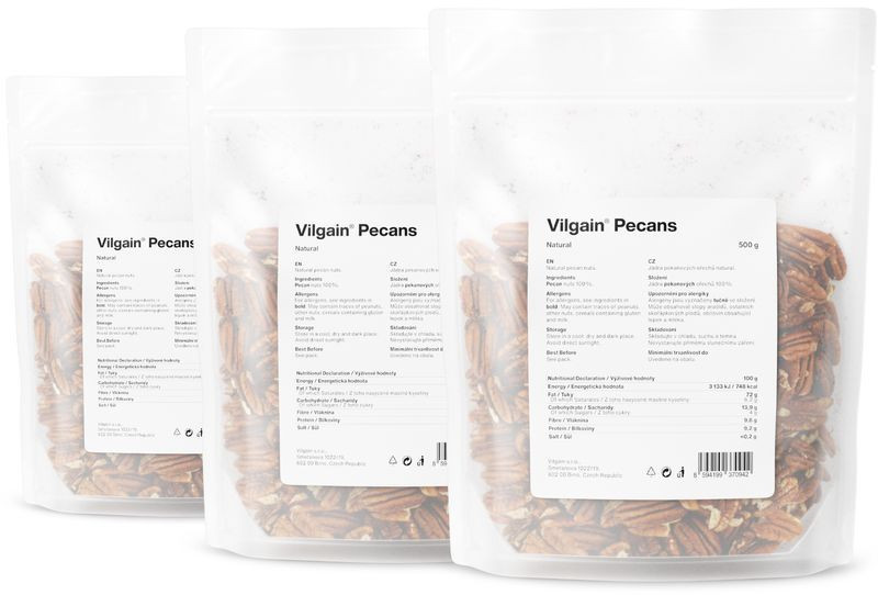 Vilgain Pekanové ořechy –  3× Celé 500 g
