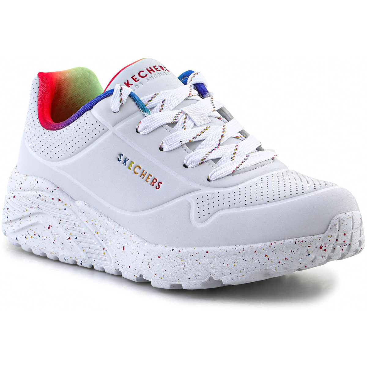 Skechers  Uno Lite Rainbow Speckle 310456L-WMLT  Bílá