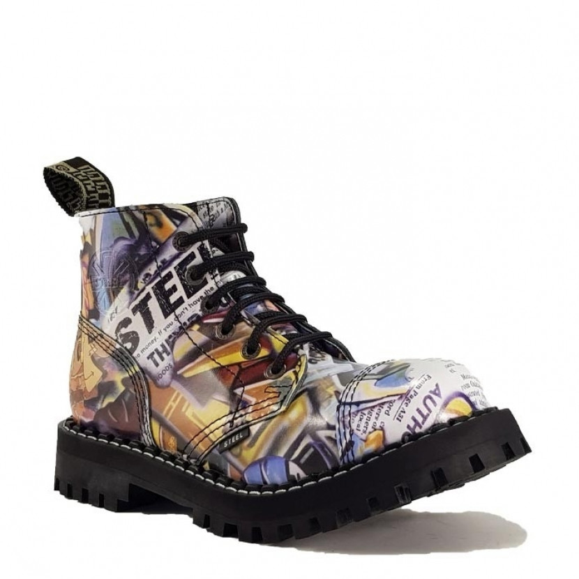 Boty Steel 6-dírkové Grafity - barevné, 40