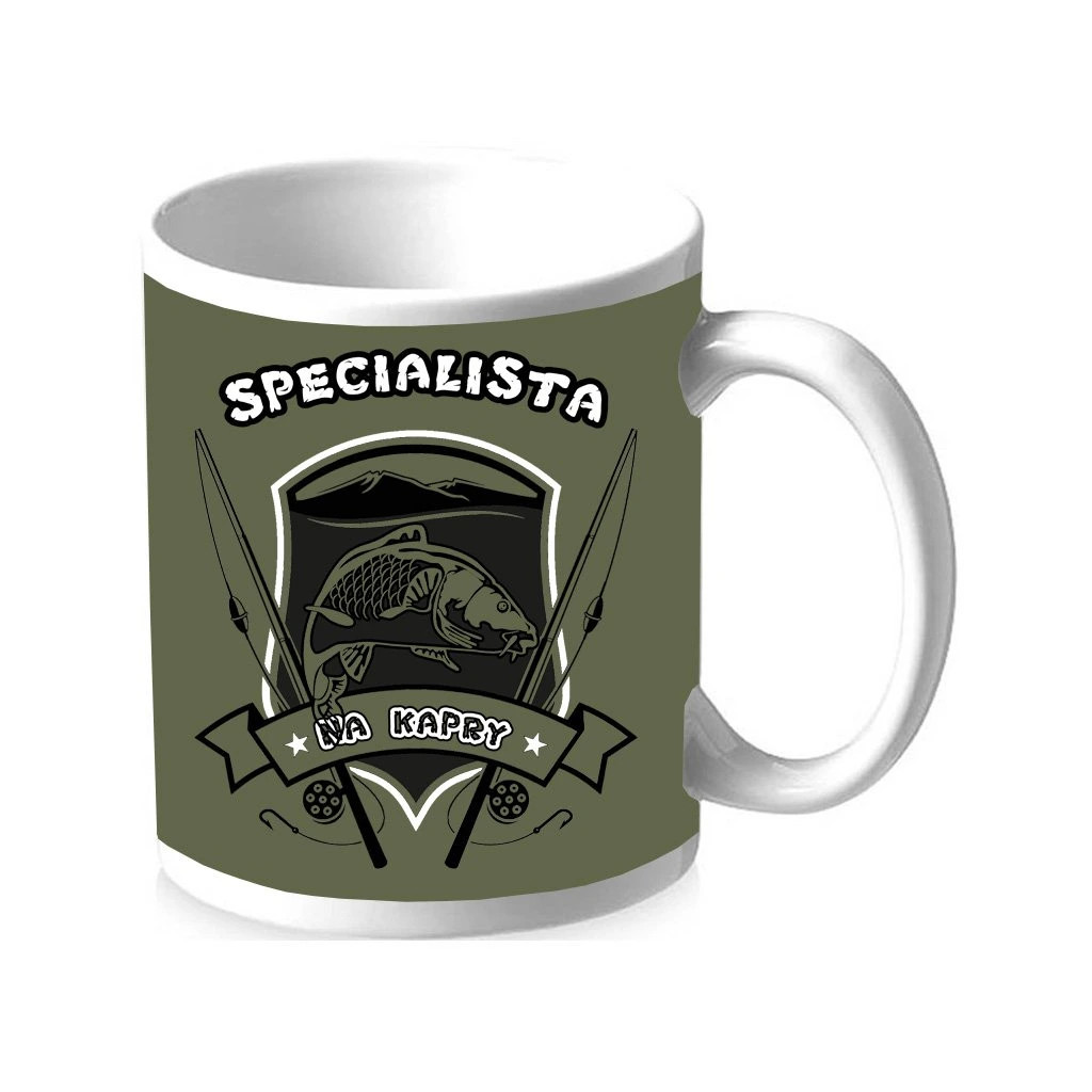 Hrnek Striker Specialista na kapry - olivový-bílý