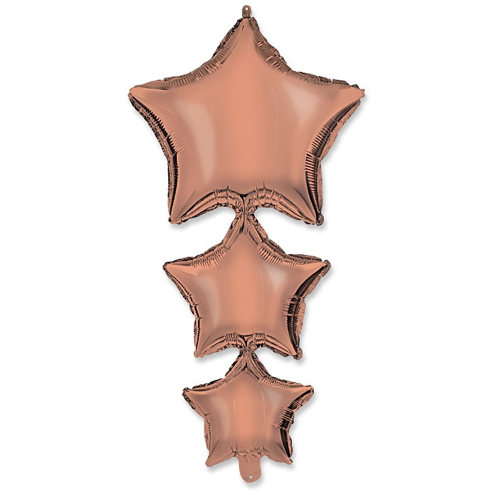 Balónek fóliový propojené růžovozlaté hvězdy 96 cm