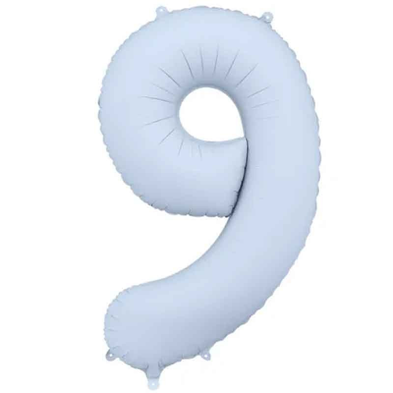 Balónek fóliový číslo 9 mlhavě modrá 86 cm