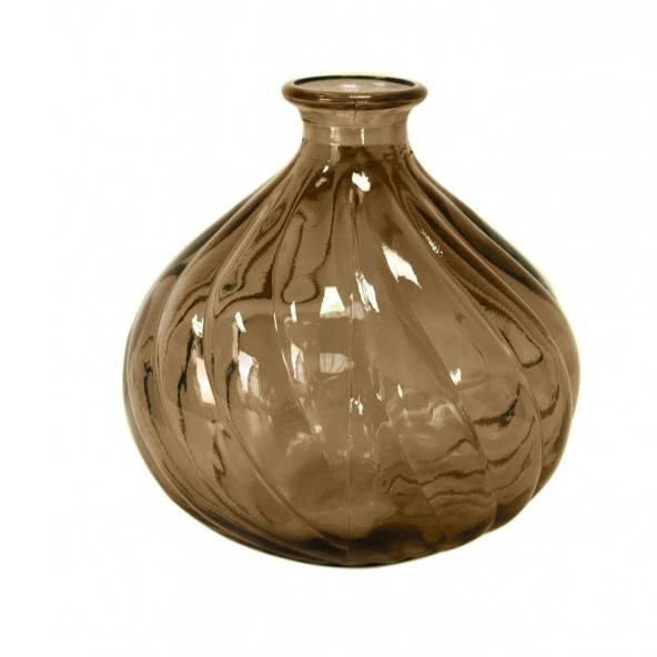 Váza kulatá skleněná hnědá 17x17 cm
