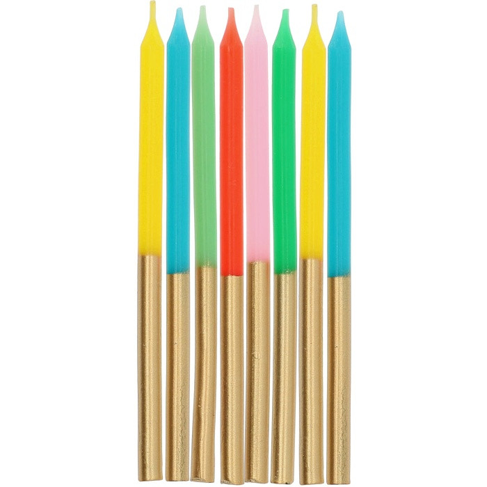 Svíčky dortové Retro Vibes barevné metalické 10 cm 24 ks