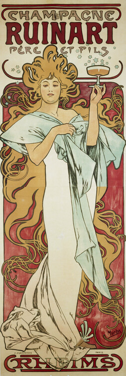 Alfons Mucha Obrazová reprodukce Champagne Ruinart (1896), Alfons Mucha, 20 × 60 cm