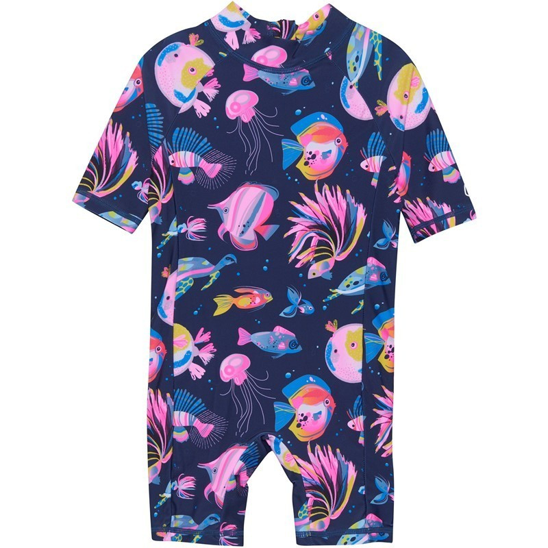 Color kids Kojenecký overal do vody Color kids Baby suit S/S AOP Color Kids Diva pink