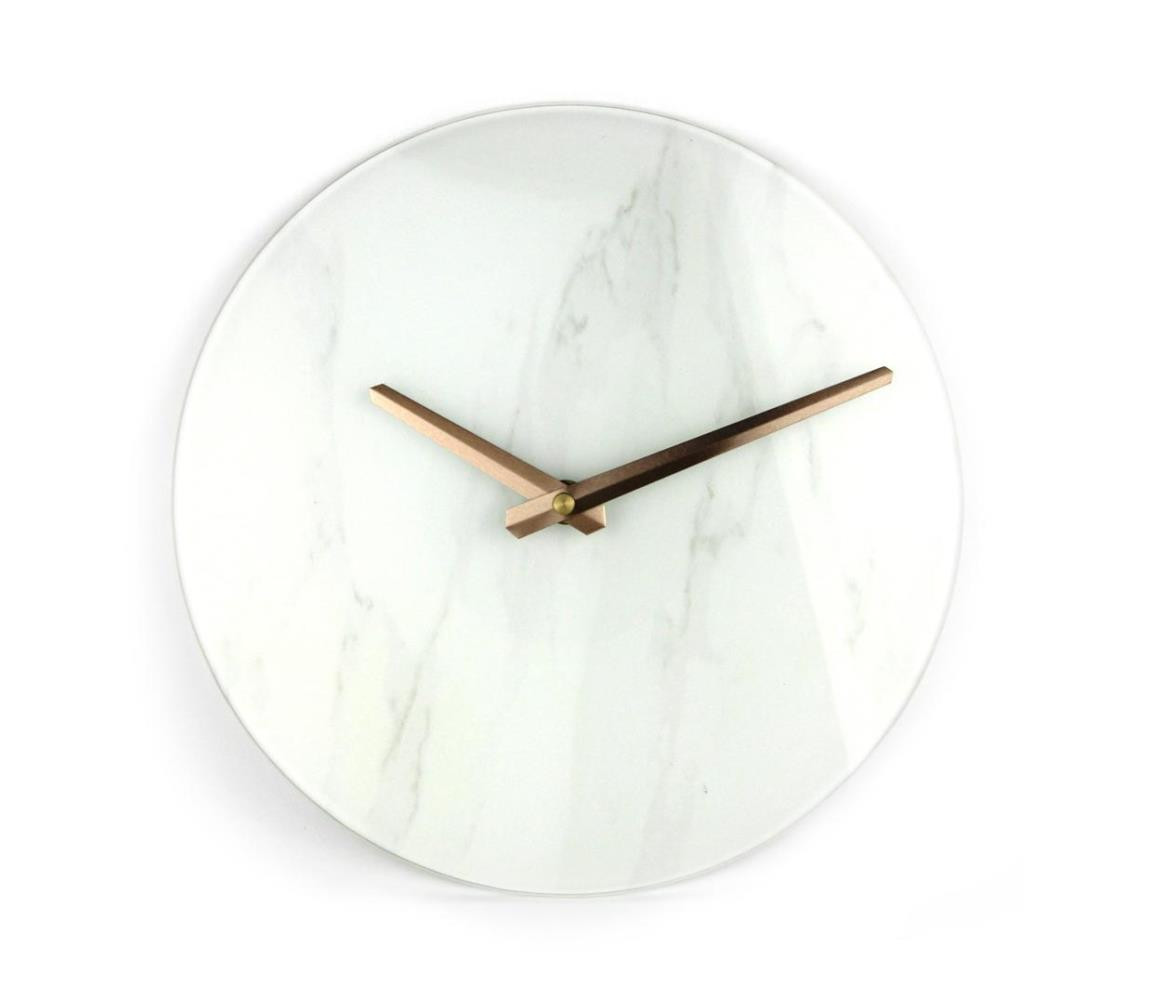 Nástěnné hodiny 1xAAA mramorová/měděná