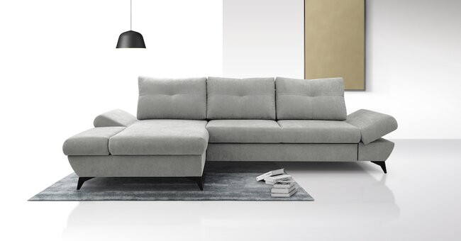 LASKI Šedá rohová pohovka VENTI - levá 284x85x96-166 šedá - ASTI 13