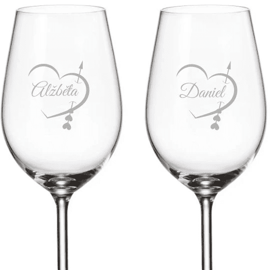 Dekorant Skleničky na víno pro pár SRDCE ŠÍP