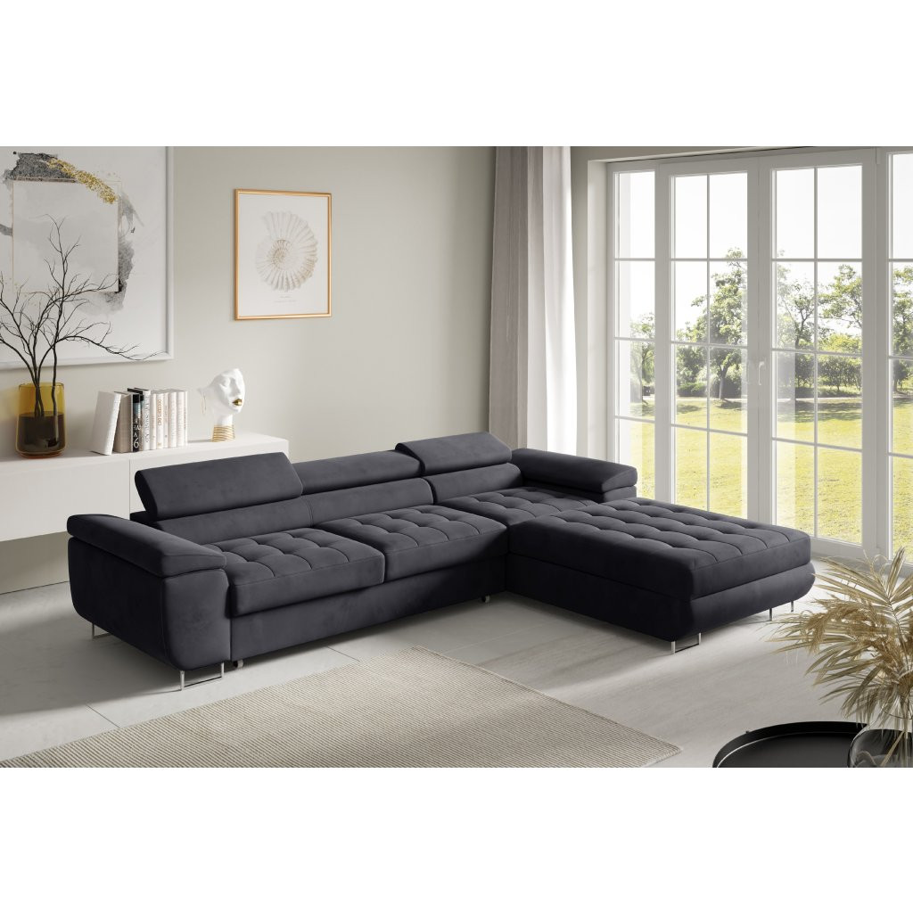 Eka Rohová sedačka BEN, 277 cm Roh sedačky: Pravý roh, Barva látky: MONOLITH 97 (Grafitová)