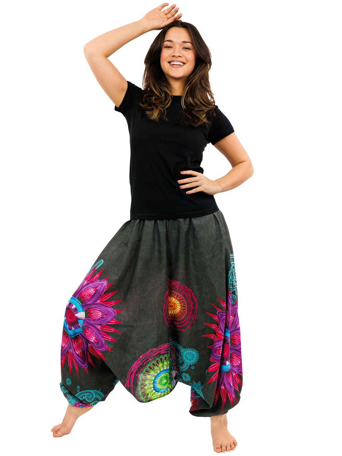 Himalife Kalhoty-šaty-top 3v1 Mandala of Nepal - šedé Velikost: S/M