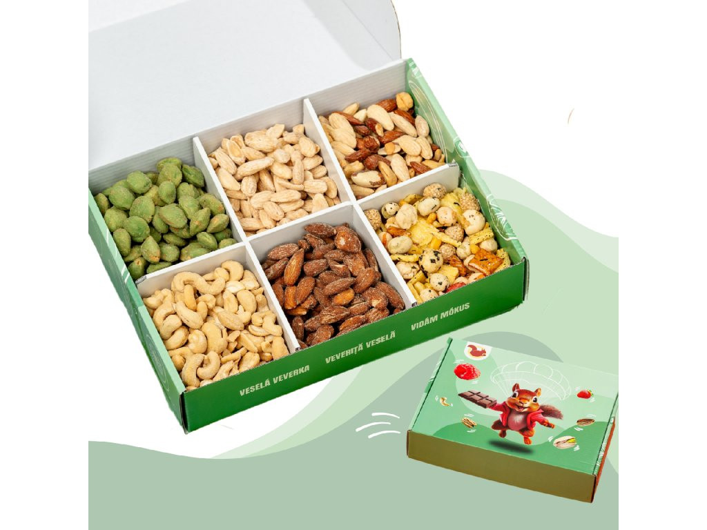 Veselá Veverka Slaný ořechový box 760g
