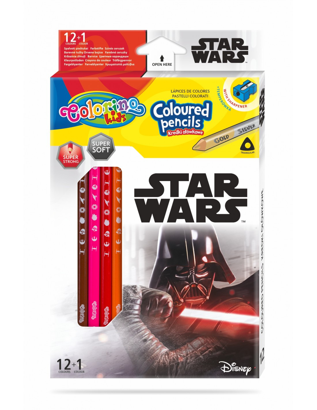 Colorino Colorino, 89458PTR, Star Wars, sada trojhranných pastelek, 12+1 ks