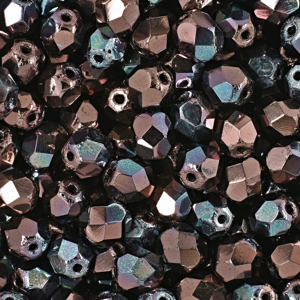 Manumi české broušené korálky 6mm Luster Metallic Amethyst Jet - 150 ks