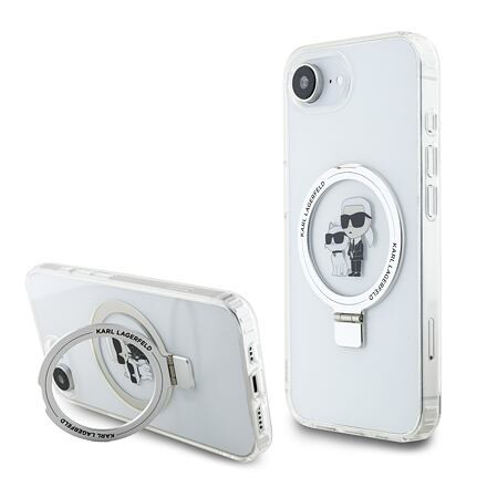 Karl Lagerfeld Ringstand Karl and Choupette MagSafe Zadní Kryt pro iPhone 16e White KLHMPSE4HMRSKCH