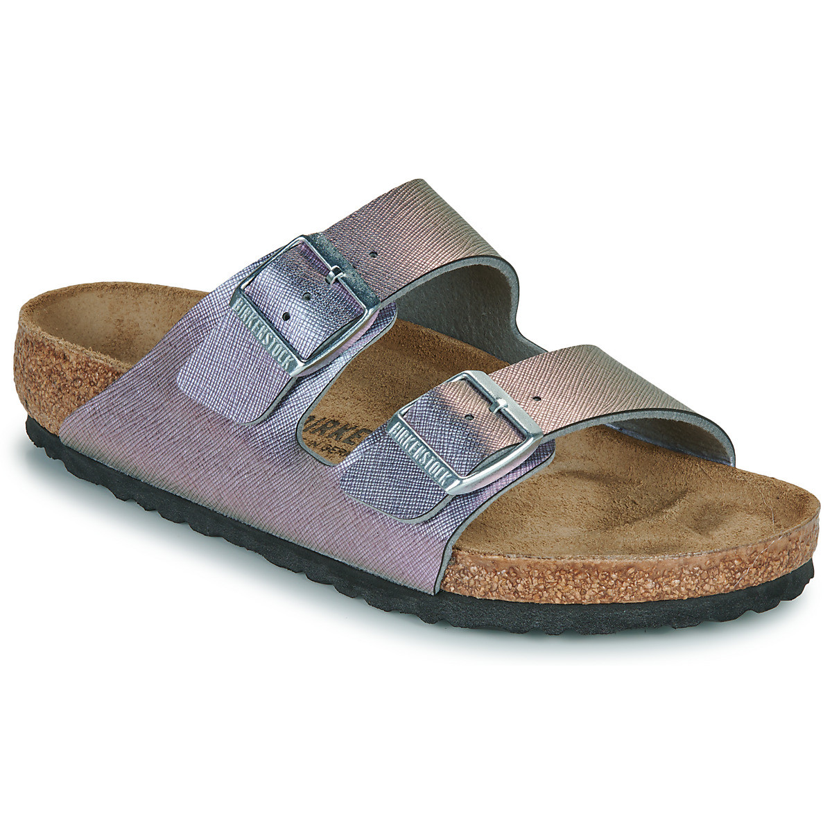 BIRKENSTOCK  Arizona BF Saffiano Iridescent Viola  Stříbrná