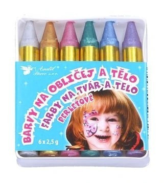Anděl Barvy na obličej a tělo - perleťové - 6 ks - 6589