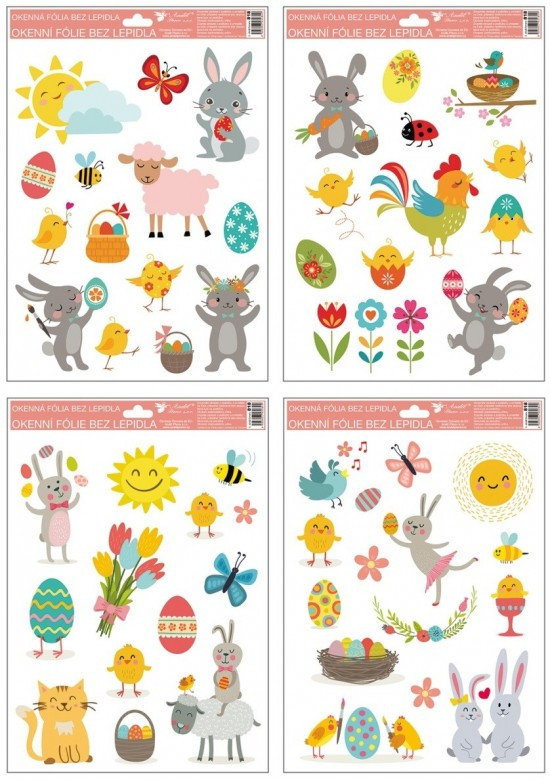 Anděl Velikonoční okenní fólie - Veselé velikonoce - 33,5 x 26 cm - 818