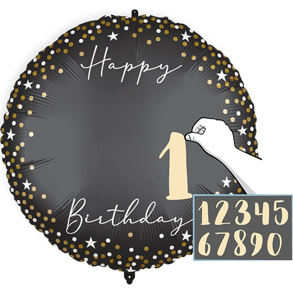Balónek fóliový černý HB personalizovaný 46 cm