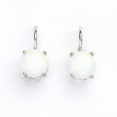 Stříbrné náušnice, bílý syntetický opál, stříbro, náušnice ze stříbra, NK 1252
