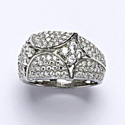 Stříbrný prsten s čírými zirkony,prsten ze stříbra, 6,92 g  vel. 53,5