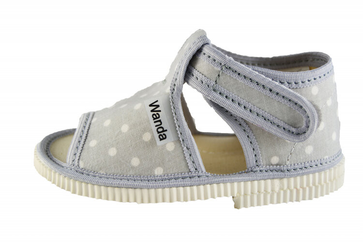 WANDA Bačkůrky dětské otevřená špice šedé tečky uni vel. S 21