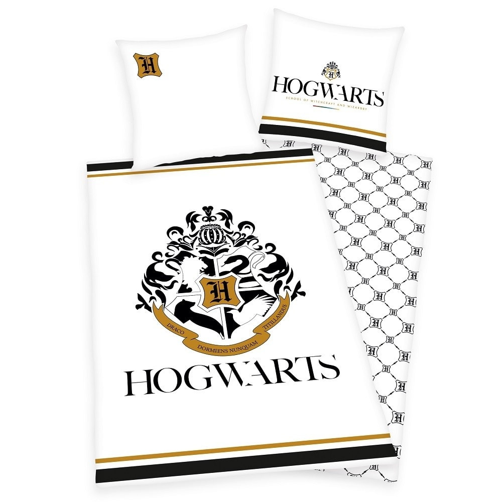 Herding Povlečení Harry Potter Hogwarts se zlatým potiskem 140x200/70x90cm