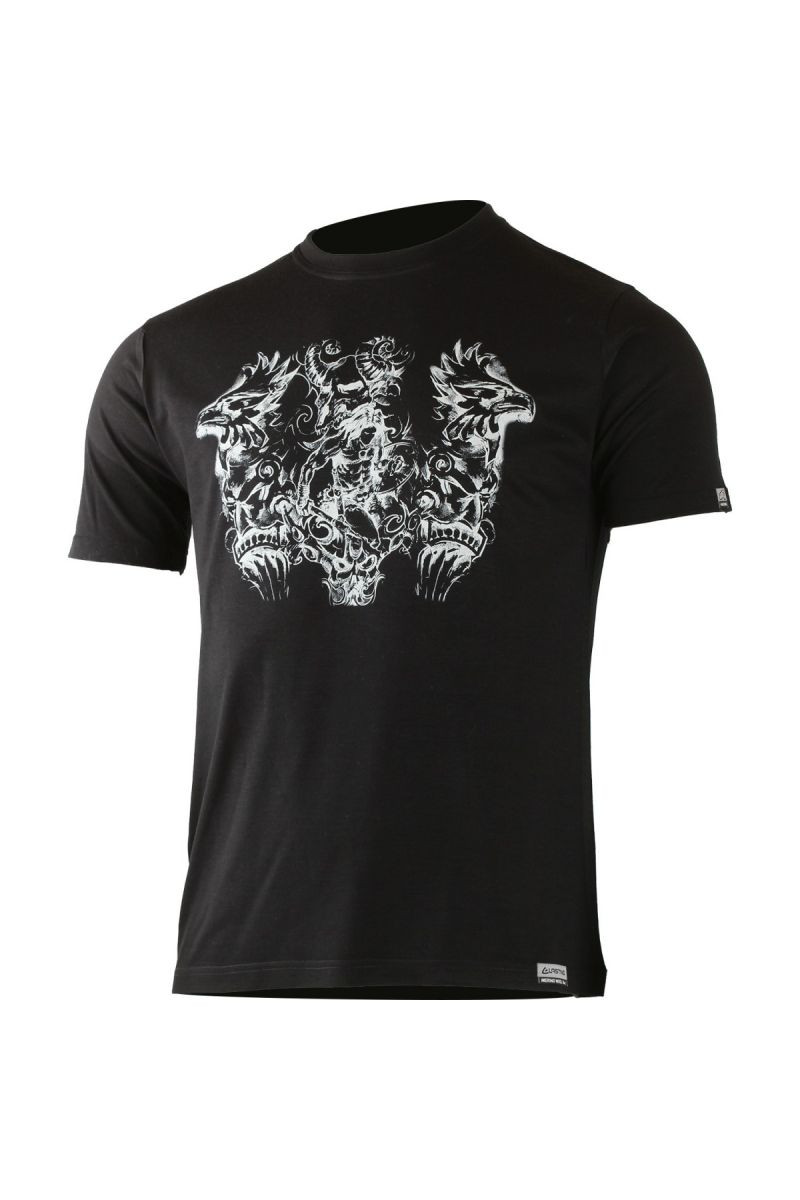 Lasting pánské merino triko s tiskem HERO černé Velikost: XL 8596445006094