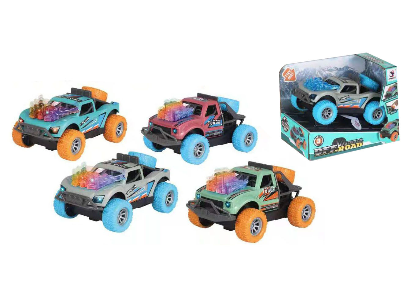 Auto terénní na setrvačník s efekty