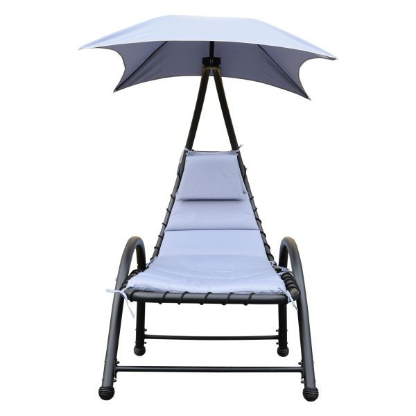 Goleto Luxusní lehátko Jenny se slunečníkem | světle šedé