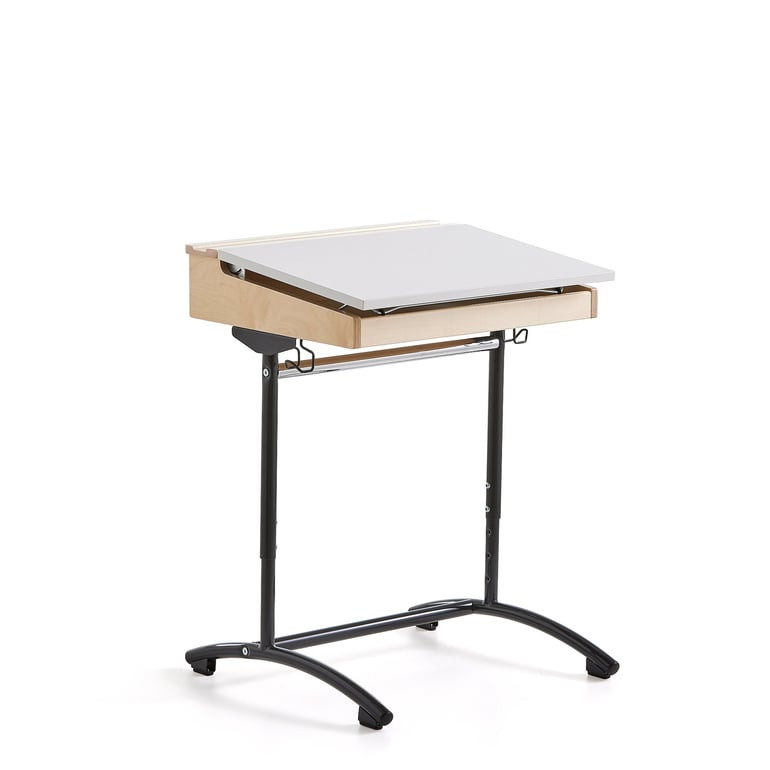 Školní lavice ACCESS, 650x550 mm, nastavitelná výška, HPL, antracitově šedá/bílá