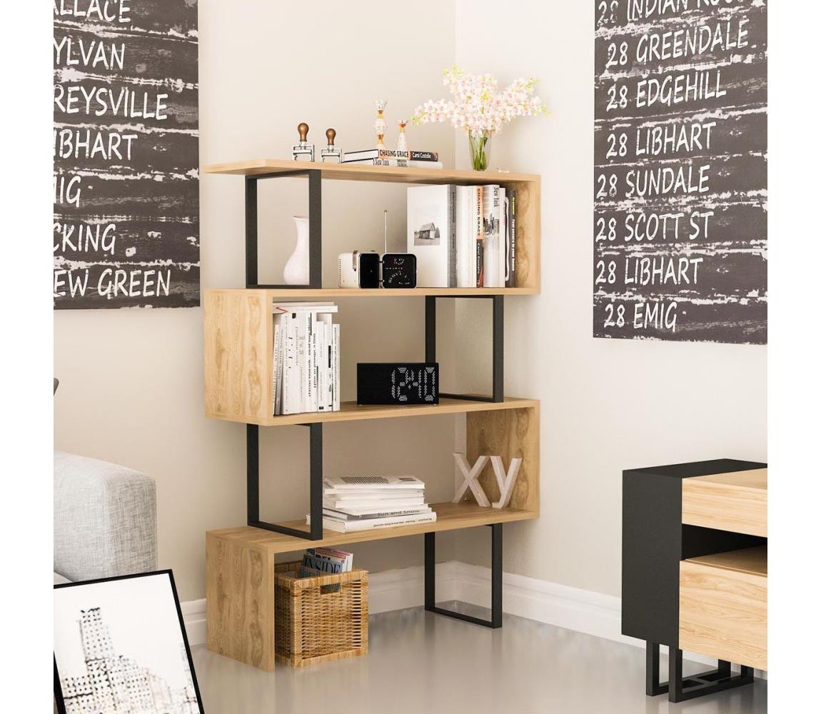 Knihovna ADRIANA 124x91,5 cm béžová/černá