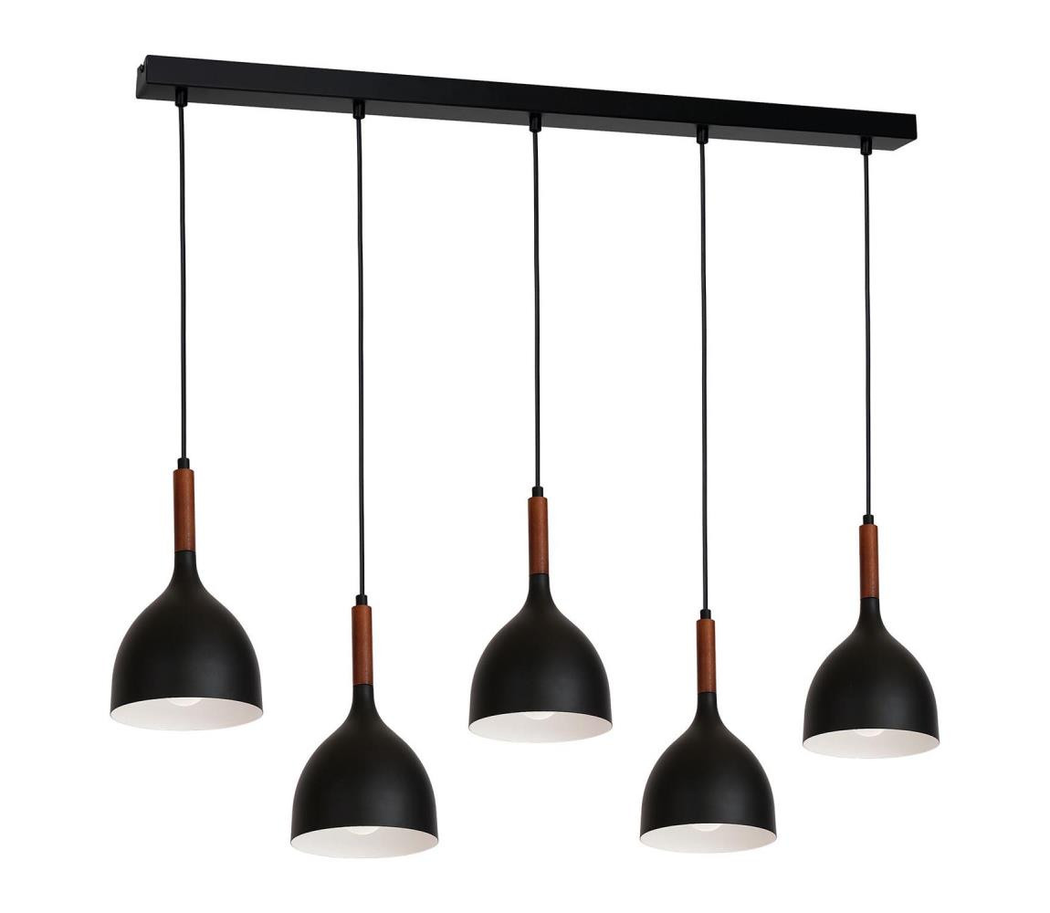 Lustr na lanku NOAK WOOD 5xE27/15W/230V černá/buk