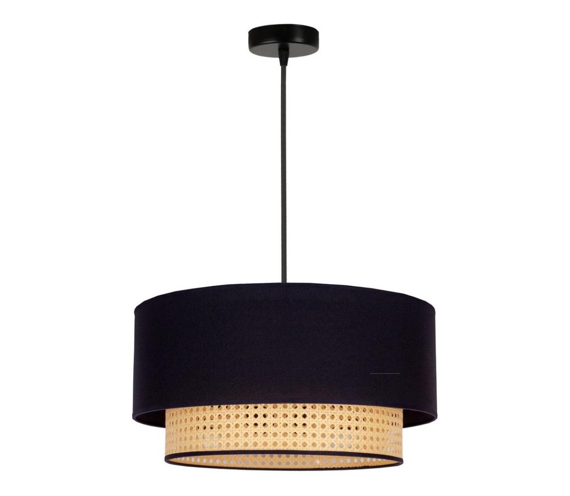 - Lustr na lanku BOHO 1xE27/15W/230V pr. 45 cm černá/ratan