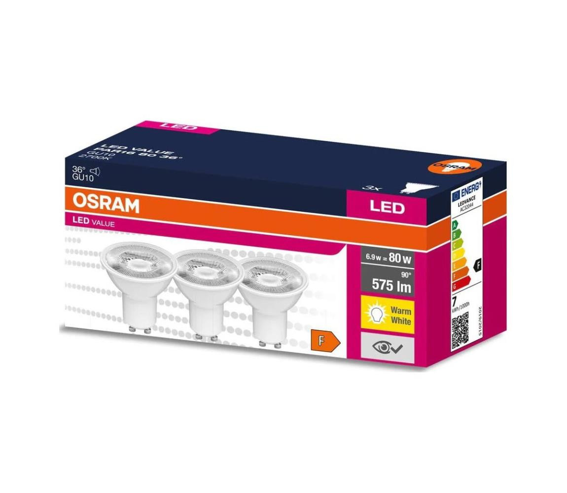Osram SADA 3x LED Žárovka PAR16 GU10/6,9W/230V 2700K 36° - Osram