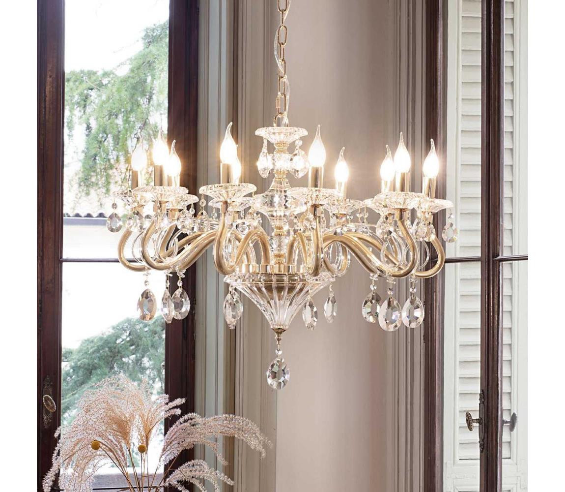 Ideal Lux Ideal Lux - Lustr na řetězu NEGRESCO 10xE14/28W/230V pr. 85 cm zlatá