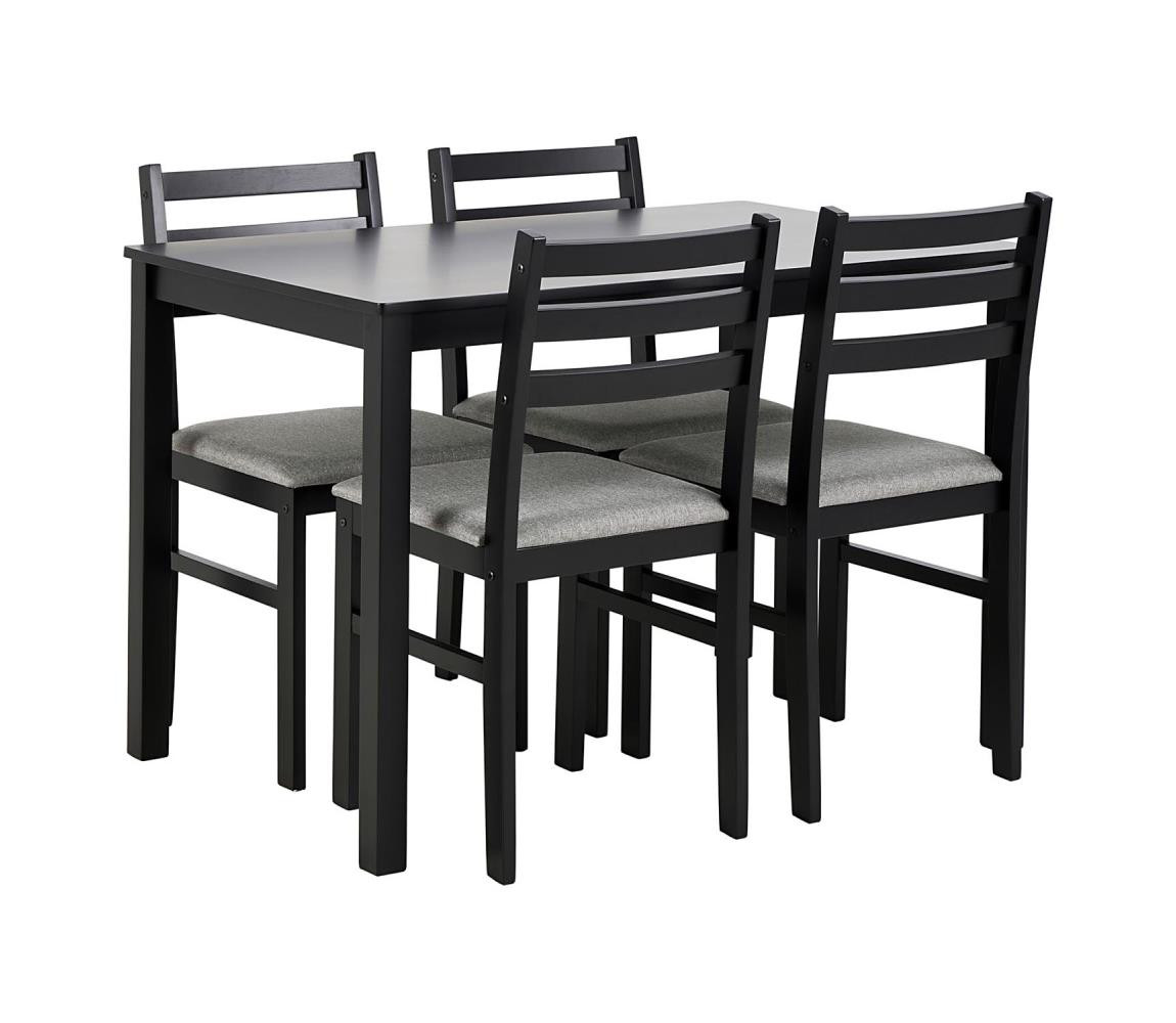 Actona Sada jídelního stolu a 4 ks židlí EMILY černá