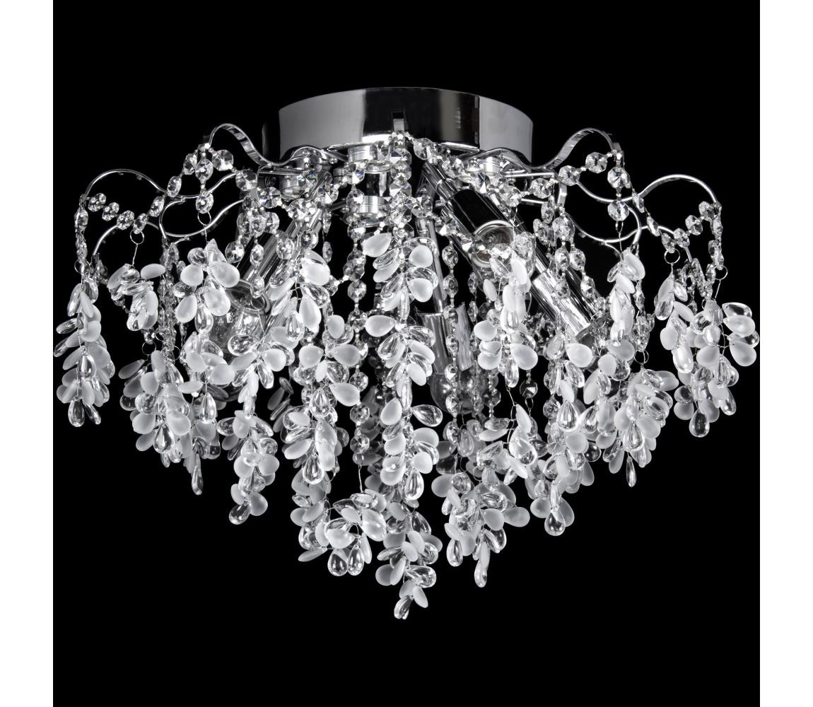 LED Přisazený lustr 4xE27/60W/230V + 4xLED/3W pr. 40 cm lesklý chrom