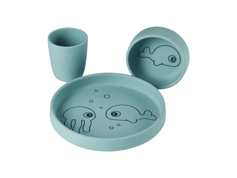 DONE BY DEER SILIKONOVÝ JÍDELNÍ SET SEA FRIENDS - MODRÝ