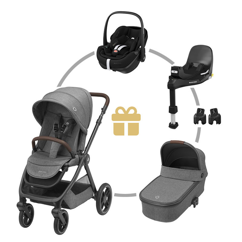 Maxi-Cosi Oxford kočárek + korba + autosedačka Pebble 360 Pro 2 + základna + adaptéry Select Grey
