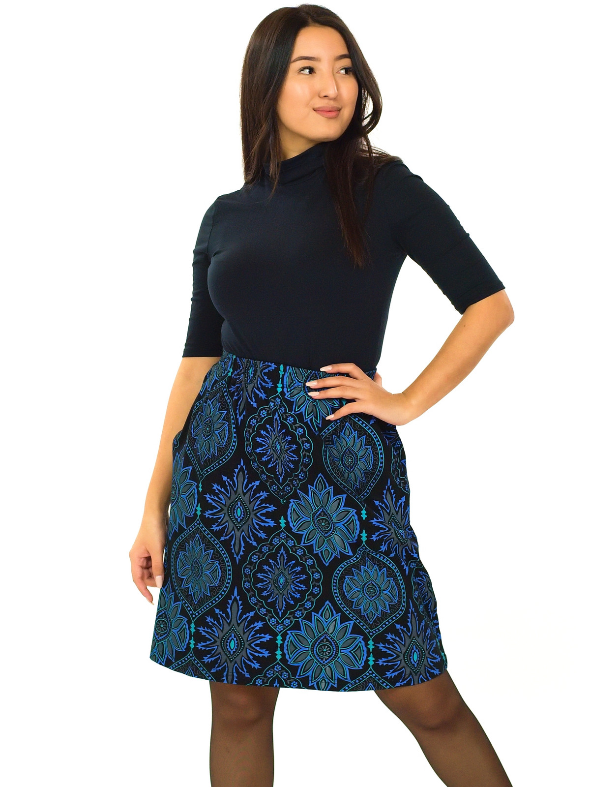 Himalife Sukně Kara - černá s tyrkysovou Velikost: S/M